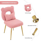 Chaise de vanité Furniliving, revêtement en fausse fourrure de mouton, coussin de dossier et pieds en métal doré, pour salon/dressing/bureau à domicile