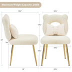Chaise de vanité Furniliving, revêtement en fausse fourrure de mouton, coussin de dossier et pieds en métal doré, pour salon/dressing/bureau à domicile