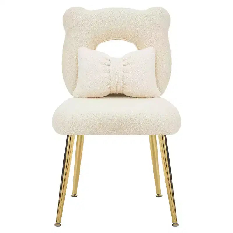 Chaise de vanité Furniliving, revêtement en fausse fourrure de mouton, coussin de dossier et pieds en métal doré, pour salon/dressing/bureau à domicile