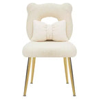 Chaise de vanité Furniliving, revêtement en fausse fourrure de mouton, coussin de dossier et pieds en métal doré, pour salon/dressing/bureau à domicile