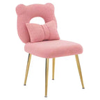 Chaise de vanité Furniliving, revêtement en fausse fourrure de mouton, coussin de dossier et pieds en métal doré, pour salon/dressing/bureau à domicile