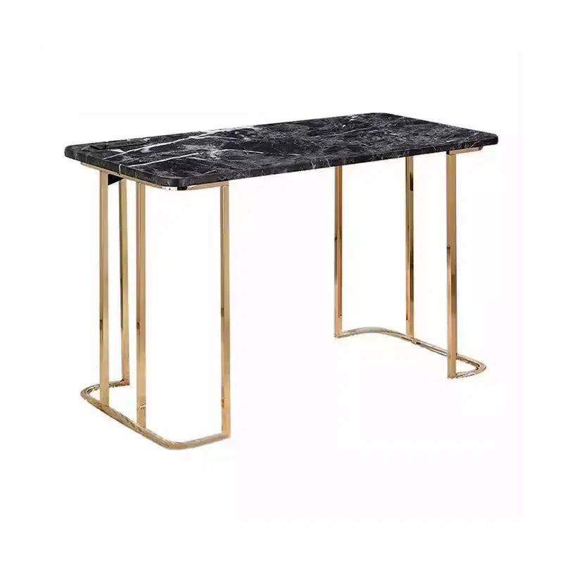 Bureau Royal Hampton de 47 pouces, prise USB, pieds en métal doré, marbre synthétique noir