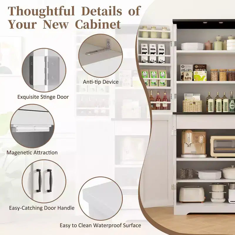 Armoire de cuisine Celebalcony 66.7 avec étagères de porte, tiroir caché et étagère réglable. Meuble de rangement autoportant pour cuisine, salle à manger.