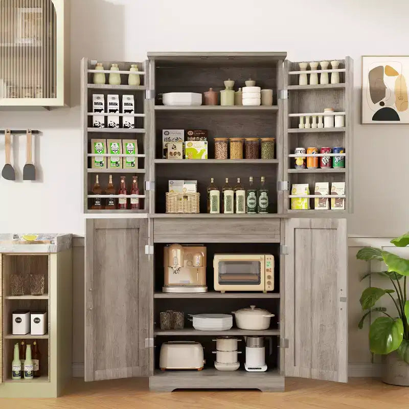 Armoire de cuisine Celebalcony 66.7 avec étagères de porte, tiroir caché et étagère réglable. Meuble de rangement autoportant pour cuisine, salle à manger.