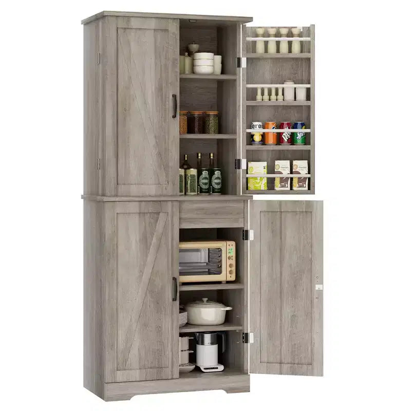 Armoire de cuisine Celebalcony 66.7 avec étagères de porte, tiroir caché et étagère réglable. Meuble de rangement autoportant pour cuisine, salle à manger.
