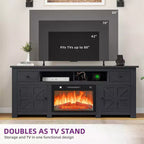 Meuble TV avec cheminée pour téléviseurs jusqu'à 80 pouces, centre de divertissement avec tiroirs de rangement et placards pour salon