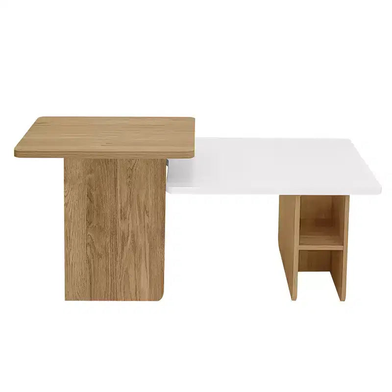 Table basse gigogne de ferme lot de 2, ensemble de tables basses rectangulaires avec rangement pour le salon