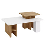 Table basse gigogne de ferme lot de 2, ensemble de tables basses rectangulaires avec rangement pour le salon
