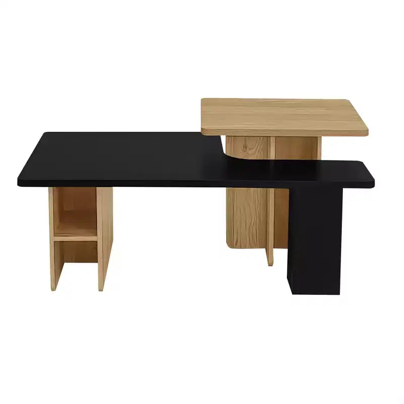 Table basse gigogne de ferme lot de 2, ensemble de tables basses rectangulaires avec rangement pour le salon