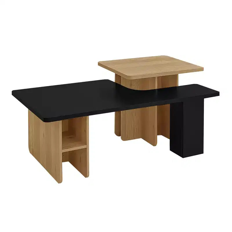 Table basse gigogne de ferme lot de 2, ensemble de tables basses rectangulaires avec rangement pour le salon