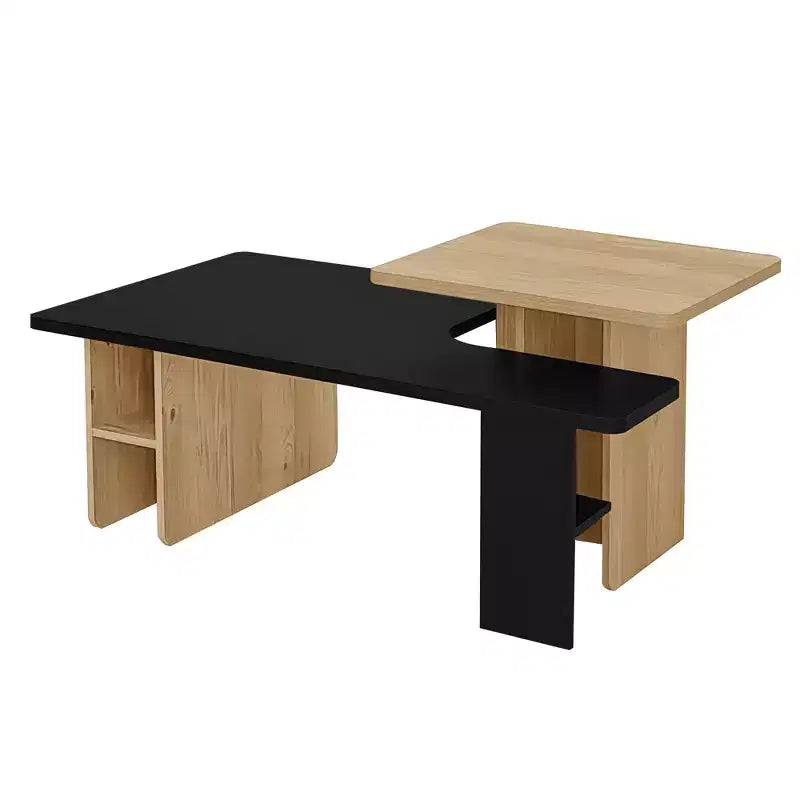 Table basse gigogne de ferme lot de 2, ensemble de tables basses rectangulaires avec rangement pour le salon