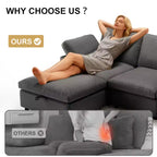 Dyonery Canapé en nuage 100 en similicuir avec ottoman, Canapés modulaires en forme de L en tissu PU résistant aux rayures et aux animaux domestiques, Montage sans outils