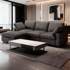 Dyonery Canapé en nuage 100 en similicuir avec ottoman, Canapés modulaires en forme de L en tissu PU résistant aux rayures et aux animaux domestiques, Montage sans outils