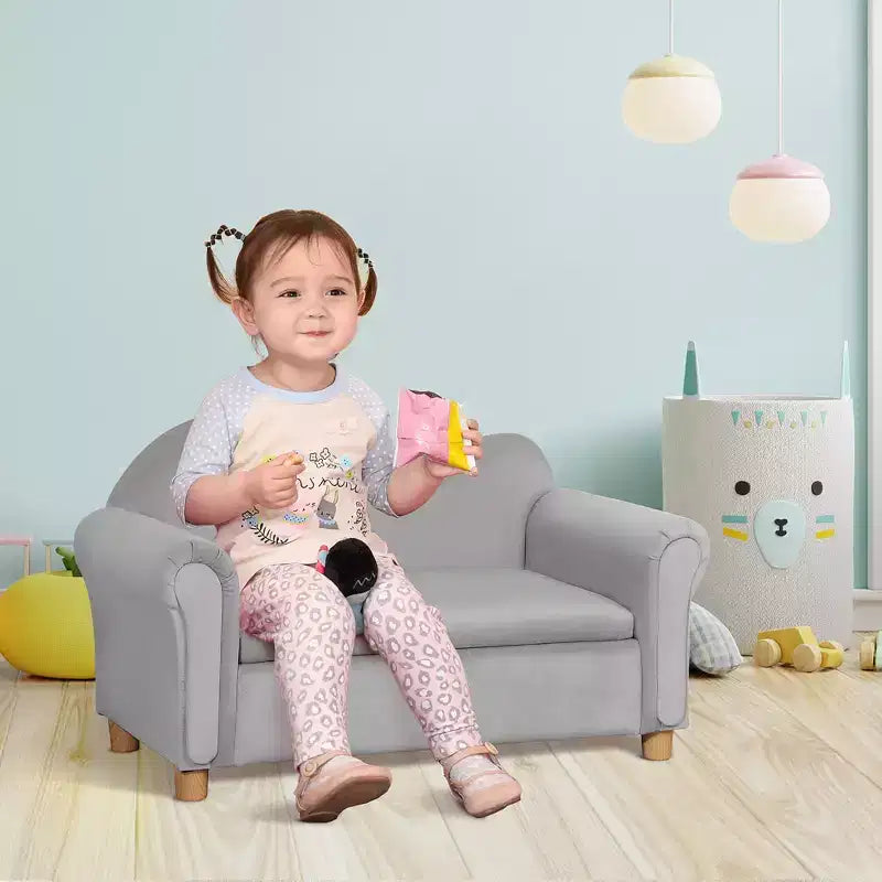 Canapé en mousse ergonomique pour enfants avec coffre de rangement de jouets intégré, canapé pour enfants en velours avec accoudoirs souples, mobilier de salon pour enfants