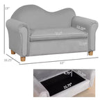 Canapé en mousse ergonomique pour enfants avec coffre de rangement de jouets intégré, canapé pour enfants en velours avec accoudoirs souples, mobilier de salon pour enfants