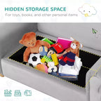 Canapé en mousse ergonomique pour enfants avec coffre de rangement de jouets intégré, canapé pour enfants en velours avec accoudoirs souples, mobilier de salon pour enfants