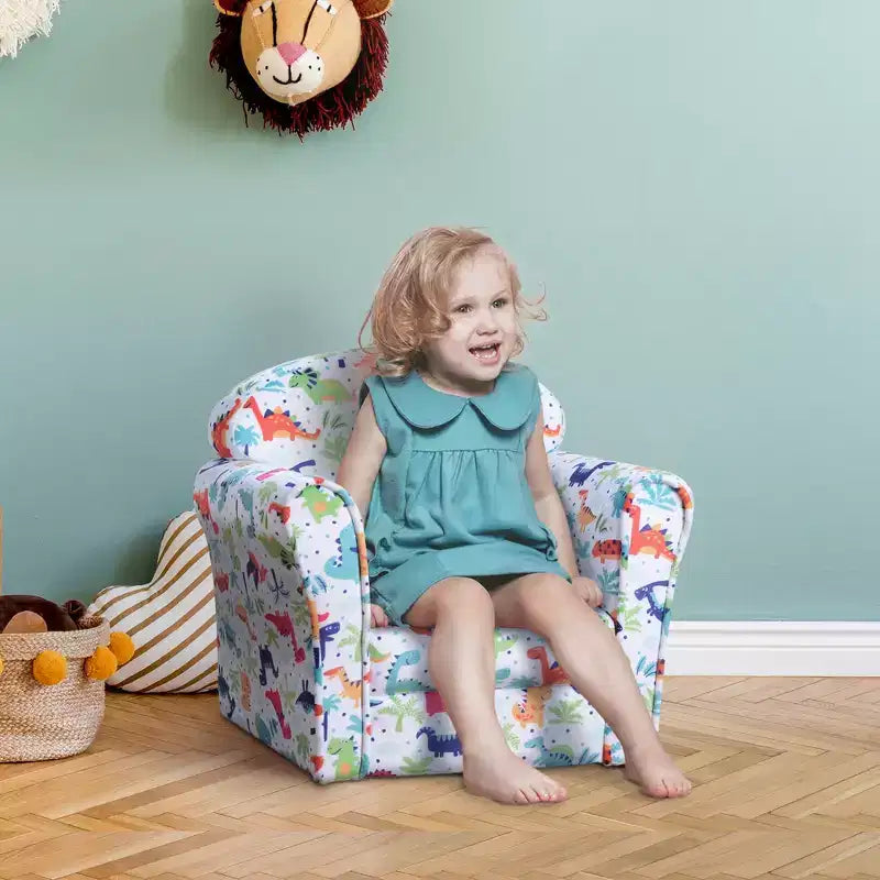 Fauteuil enfant avec motif dinosaure et rembourrage épais