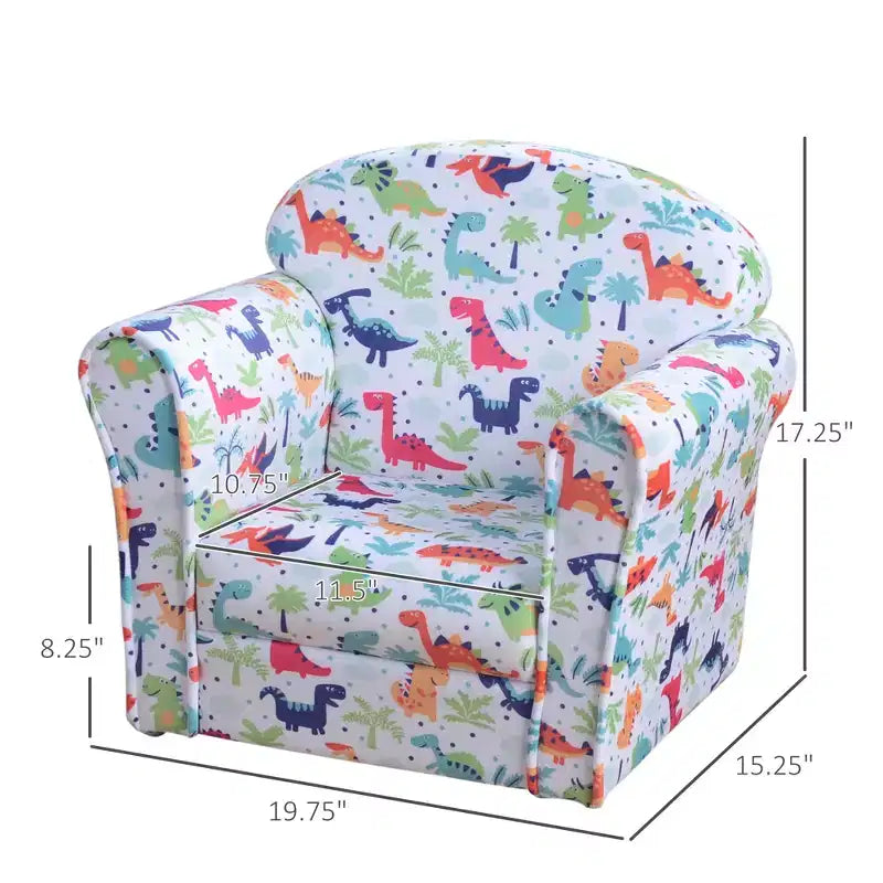 Fauteuil enfant avec motif dinosaure et rembourrage épais