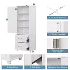 Meuble Colonne de Salle de Bain MAYEERTY sur Pied, 2 Tiroirs, Étagère Réglable, MDF Laqué Blanc