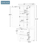 Meuble Colonne de Salle de Bain MAYEERTY sur Pied, 2 Tiroirs, Étagère Réglable, MDF Laqué Blanc