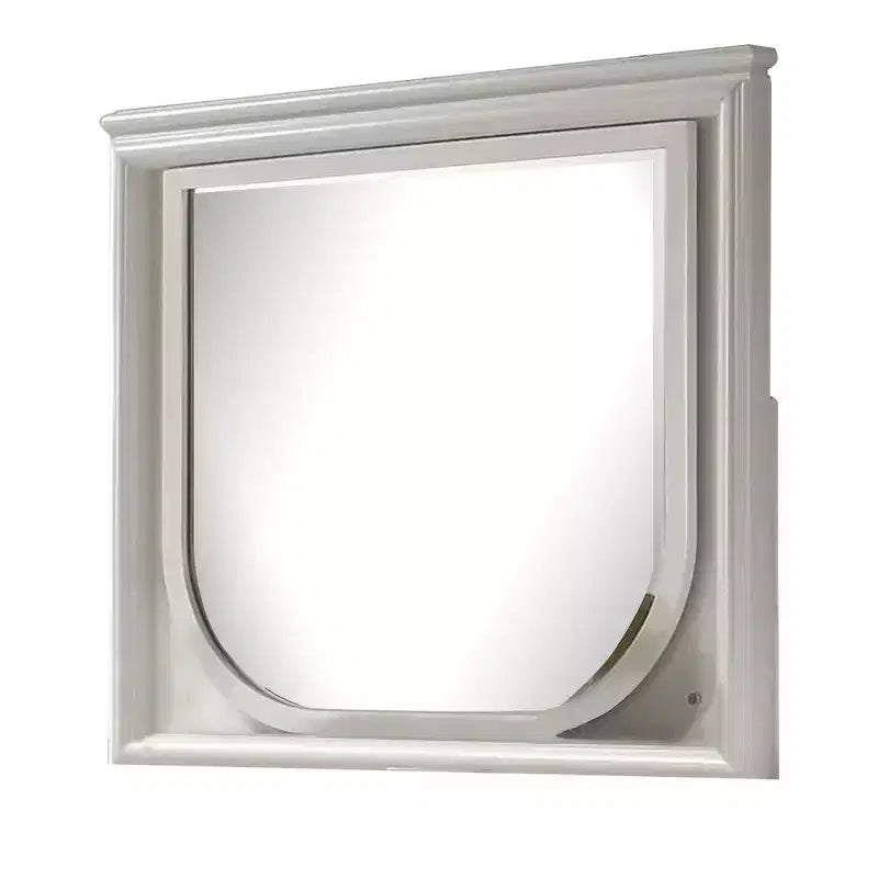 Miroir de commode Royal Hampton, 38 pouces, hévéa blanc, panneaux gaufrés avec LED