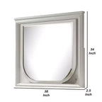 Miroir de commode Royal Hampton, 38 pouces, hévéa blanc, panneaux gaufrés avec LED