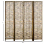 Paravent tissé à la main, 4 panneaux pliants, cloison de séparation intérieure en roseau, 160x170x1.9cm