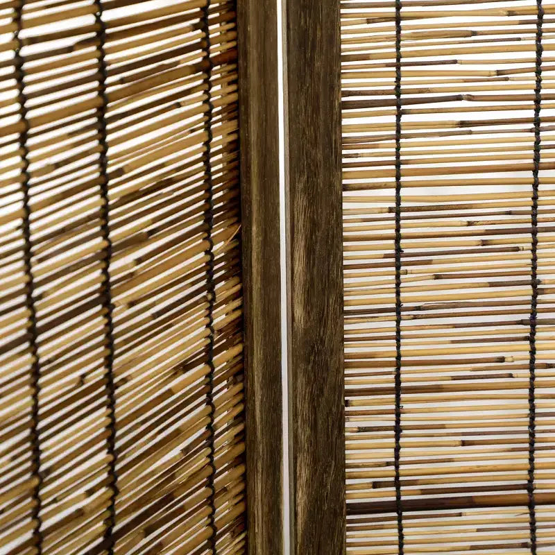 Paravent tissé à la main, 4 panneaux pliants, cloison de séparation intérieure en roseau, 160x170x1.9cm