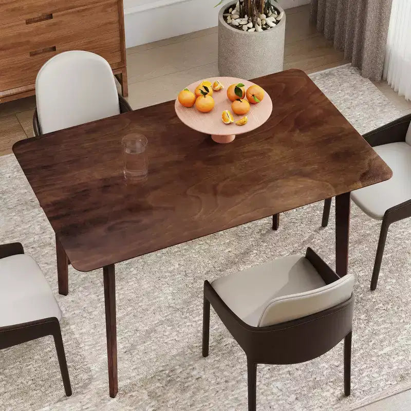 Table de salle à manger rectangulaire de 120 cm pour 4 personnes, table de cuisine moderne de style Mid-Century avec pieds en bois d'hévéa pour salle à manger