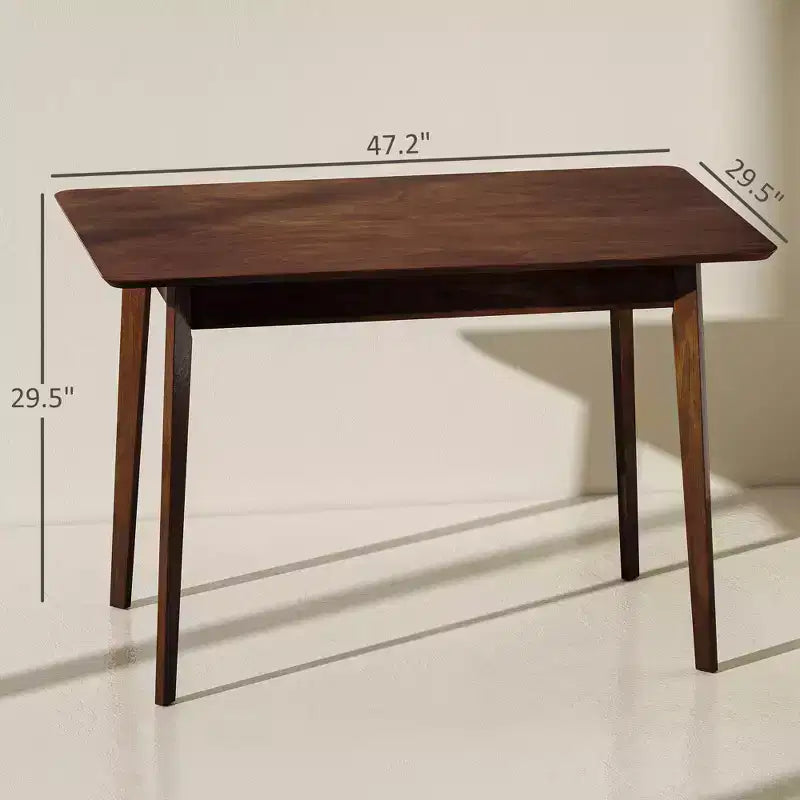 Table de salle à manger rectangulaire de 120 cm pour 4 personnes, table de cuisine moderne de style Mid-Century avec pieds en bois d'hévéa pour salle à manger