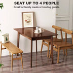 Table de salle à manger rectangulaire de 120 cm pour 4 personnes, table de cuisine moderne de style Mid-Century avec pieds en bois d'hévéa pour salle à manger
