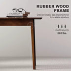 Table de salle à manger rectangulaire de 120 cm pour 4 personnes, table de cuisine moderne de style Mid-Century avec pieds en bois d'hévéa pour salle à manger