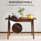 Table de salle à manger rectangulaire de 120 cm pour 4 personnes, table de cuisine moderne de style Mid-Century avec pieds en bois d'hévéa pour salle à manger