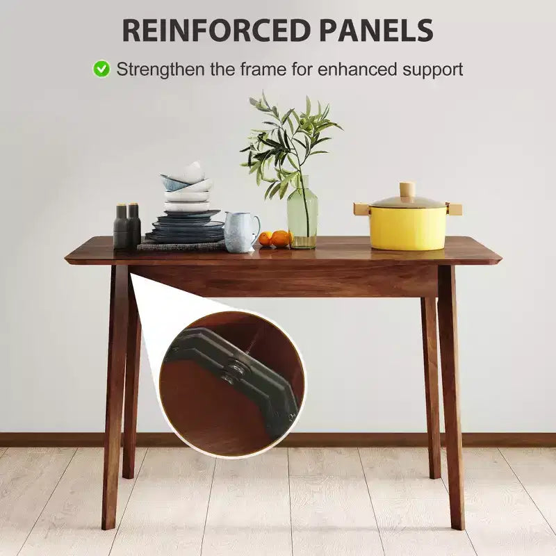 Table de salle à manger rectangulaire de 120 cm pour 4 personnes, table de cuisine moderne de style Mid-Century avec pieds en bois d'hévéa pour salle à manger