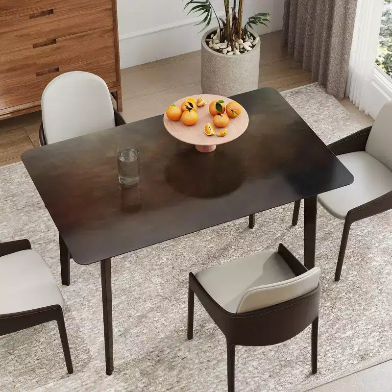 Table de salle à manger rectangulaire de 120 cm pour 4 personnes, table de cuisine moderne de style Mid-Century avec pieds en bois d'hévéa pour salle à manger