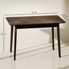 Table de salle à manger rectangulaire de 120 cm pour 4 personnes, table de cuisine moderne de style Mid-Century avec pieds en bois d'hévéa pour salle à manger