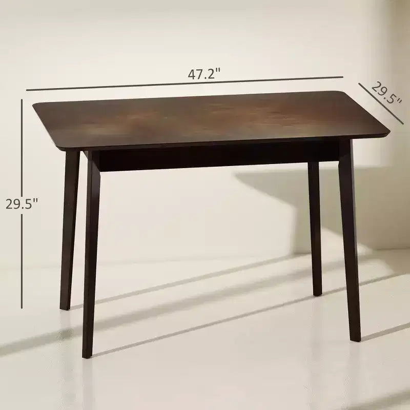 Table de salle à manger rectangulaire de 120 cm pour 4 personnes, table de cuisine moderne de style Mid-Century avec pieds en bois d'hévéa pour salle à manger