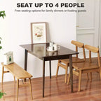 Table de salle à manger rectangulaire de 120 cm pour 4 personnes, table de cuisine moderne de style Mid-Century avec pieds en bois d'hévéa pour salle à manger