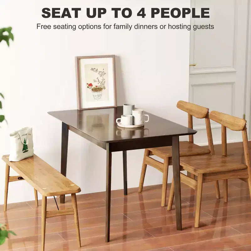 Table de salle à manger rectangulaire de 120 cm pour 4 personnes, table de cuisine moderne de style Mid-Century avec pieds en bois d'hévéa pour salle à manger