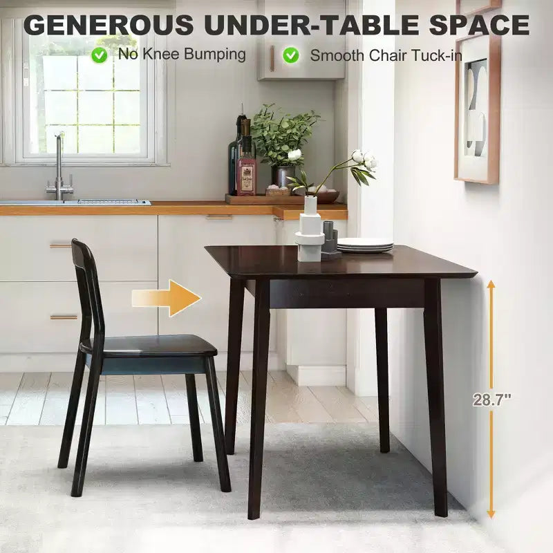 Table de salle à manger rectangulaire de 120 cm pour 4 personnes, table de cuisine moderne de style Mid-Century avec pieds en bois d'hévéa pour salle à manger