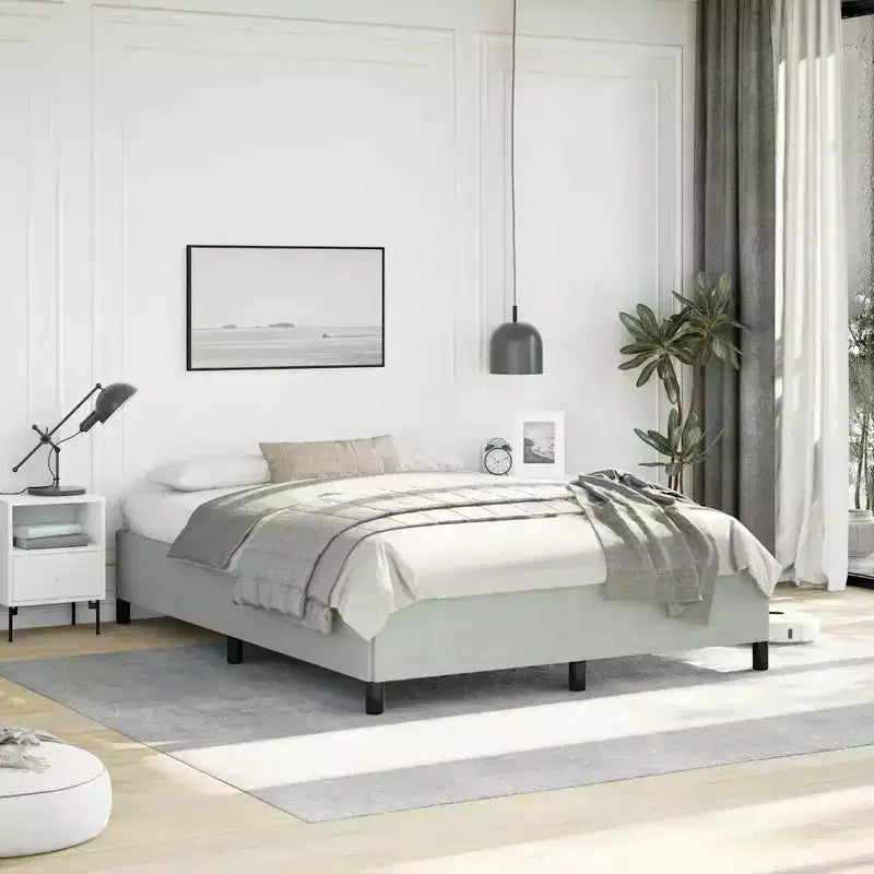 Bed Frame Light Grey Velvet (100% polyester), plywood Full