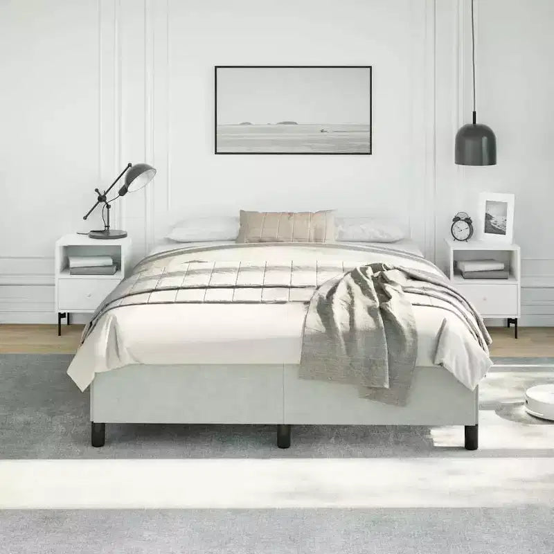 Cadre de lit Velours gris clair (100 % polyester), contreplaqué Grand lit