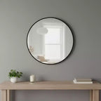 Miroir d'appoint rond HomeRoots 24 avec cadre noir