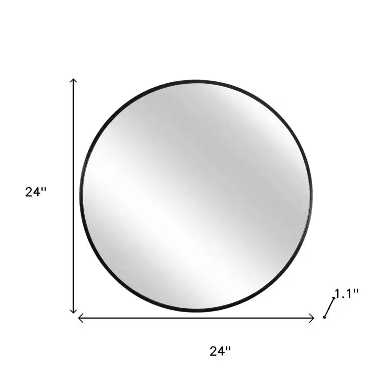 Miroir d'appoint rond HomeRoots 24 avec cadre noir