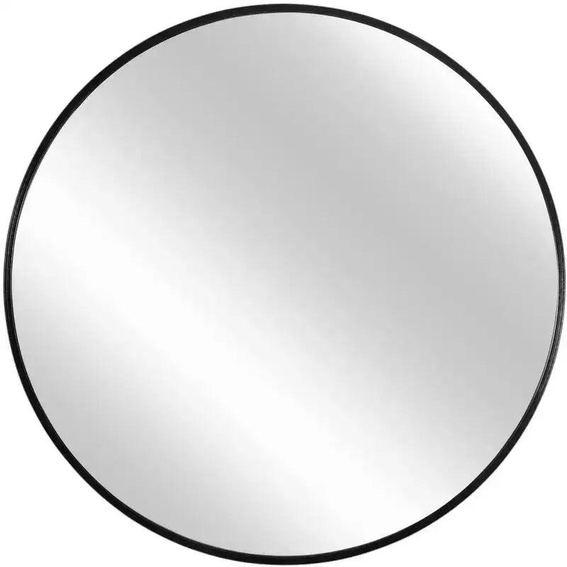 Miroir d'appoint rond HomeRoots 24 avec cadre noir