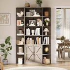Étagère de 75 pouces avec rangement, bibliothèque de 6 niveaux et 47 pouces de large de style ferme moderne, meuble de rangement, étagère de présentation pour bureau à domicile, salon