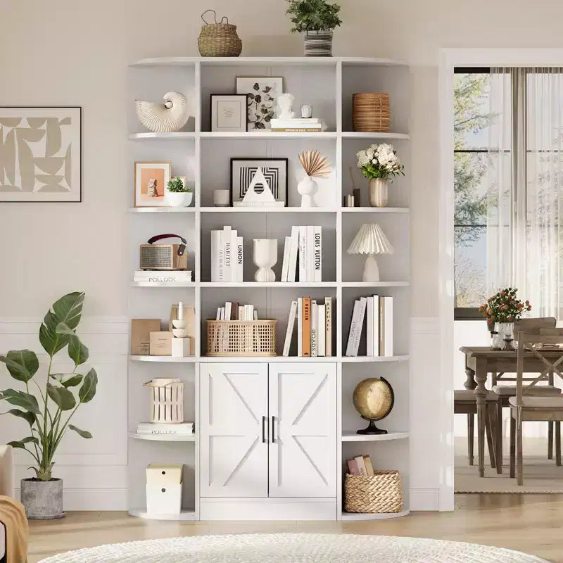 Étagère de 75 pouces avec rangement, bibliothèque de 6 niveaux et 47 pouces de large de style ferme moderne, meuble de rangement, étagère de présentation pour bureau à domicile, salon