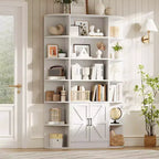 Étagère de 75 pouces avec rangement, bibliothèque de 6 niveaux et 47 pouces de large de style ferme moderne, meuble de rangement, étagère de présentation pour bureau à domicile, salon