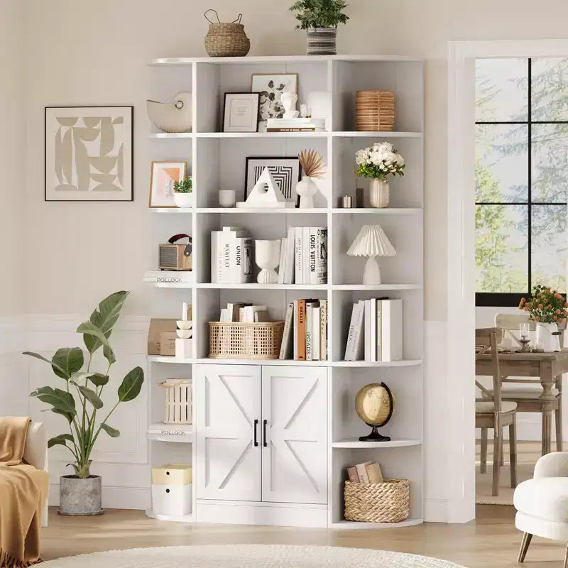 Étagère de 75 pouces avec rangement, bibliothèque de 6 niveaux et 47 pouces de large de style ferme moderne, meuble de rangement, étagère de présentation pour bureau à domicile, salon