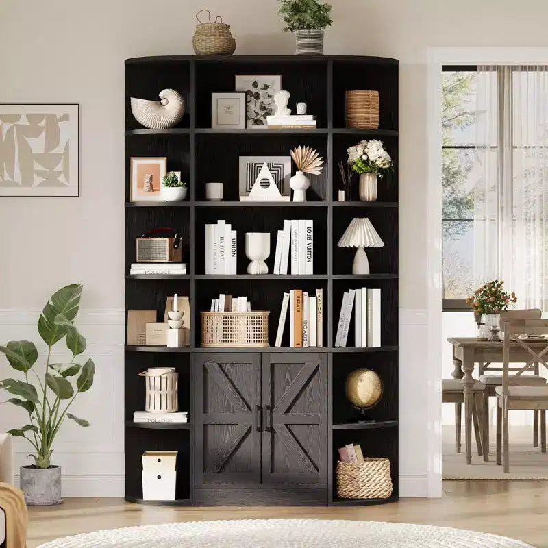 Étagère de 75 pouces avec rangement, bibliothèque de 6 niveaux et 47 pouces de large de style ferme moderne, meuble de rangement, étagère de présentation pour bureau à domicile, salon